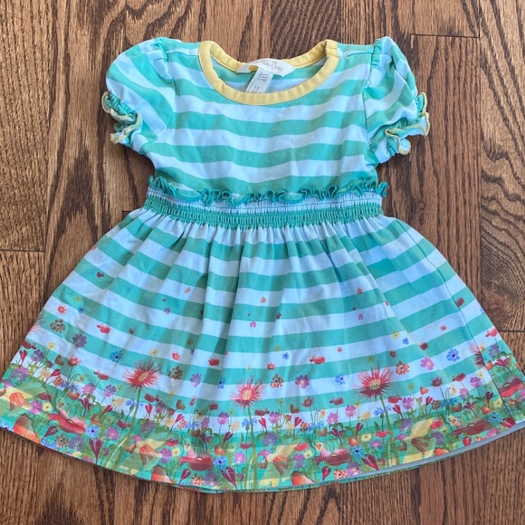 Green striped Matilda Jane Backyard Oasis dress, size 3-6M. Like new condition - Picture 1 of 10